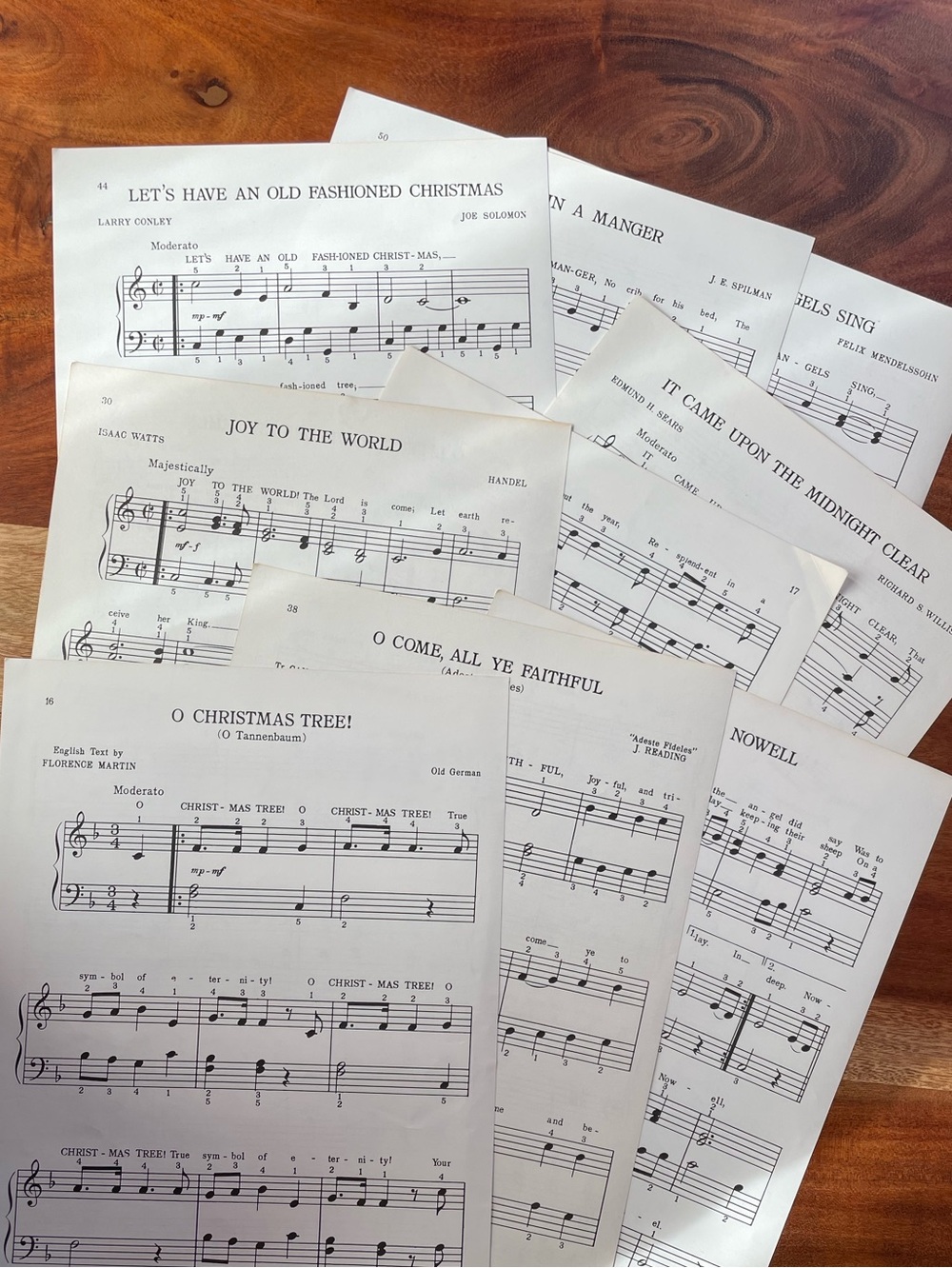 Set of 9 Vintage Holiday Sheet Music Classic Carols Christmas Decor